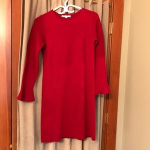 Red sweater dress bell sleeve